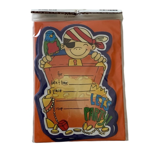 NWT Pirate Party Invitations & Matching Envelopes 10 Count Cards & 10 Envelopes - Picture 1 of 9